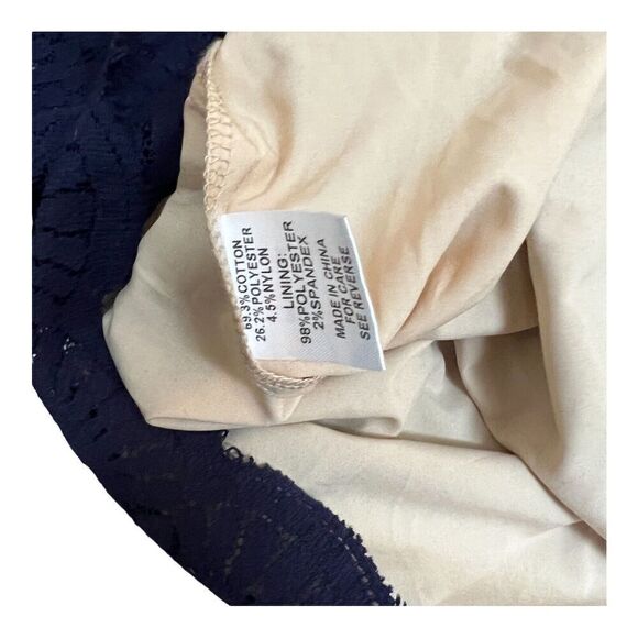 {tl} The Letter Top Women’s L Blue Crop Lace Mesh Abstract Romantic Short Sleeve - Picture 6 of 14